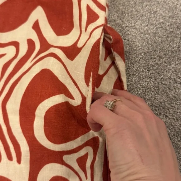 Honorine Wide Leg Abstract Floral Print Linen Pants Cream Orange size XS NWOT - Picture 3 of 8